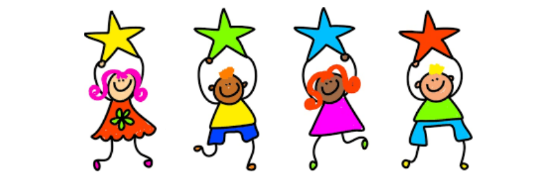 Illustration of kids holding stars
